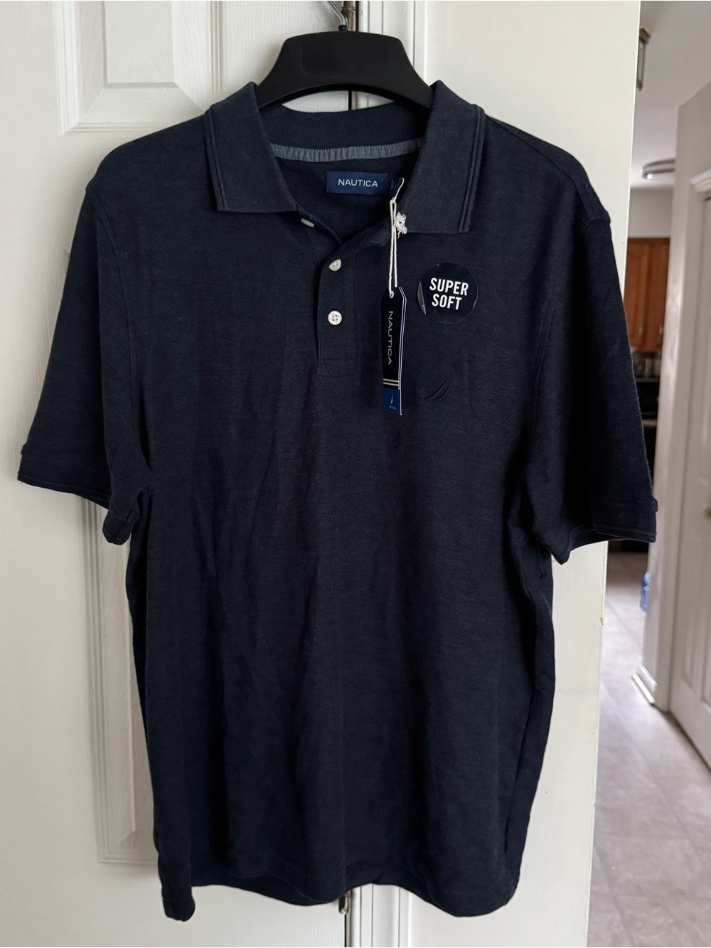 Nautica Men S Super Soft Polo Shirt NWT Heather Navy Blue Gray Tri Blend Small - Picture 4 of 11